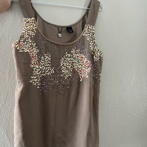 BKE Taupe Sequin Tank Top